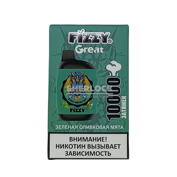 Электронная сигарета FIZZY GREAT 10000 (Зеленая оливковая мята) купить с доставкой в СПб, по России и СНГ. Цена. Изображение №6. 
