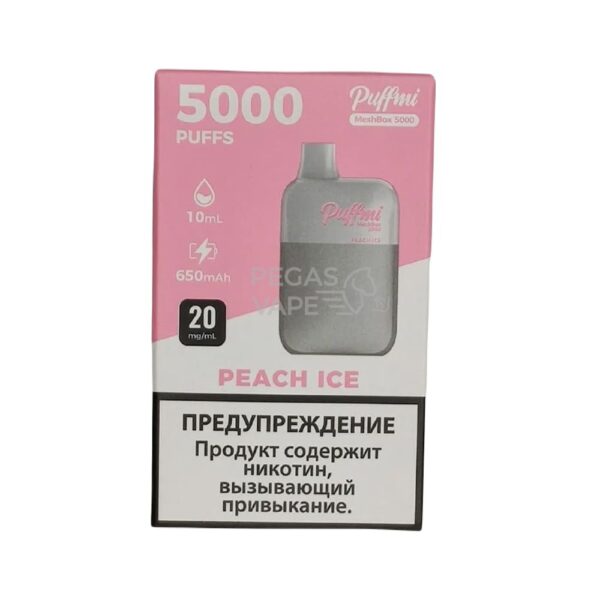 Электронная сигарета PUFFMI DX Mesh Box 5000 (Ледяной персик) купить с доставкой в СПб, по России и СНГ. Цена. Изображение №6. 