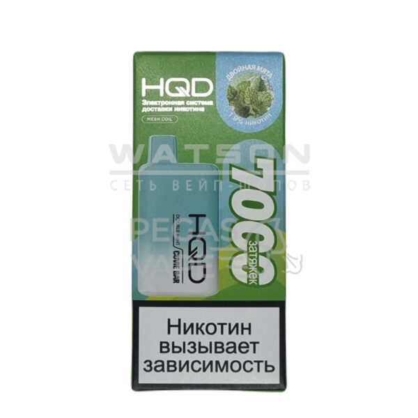 Электронная сигарета HQD Cuvie Bar 7000 (Двойная мята) купить с доставкой в СПб, по России и СНГ. Цена. Изображение №6. 