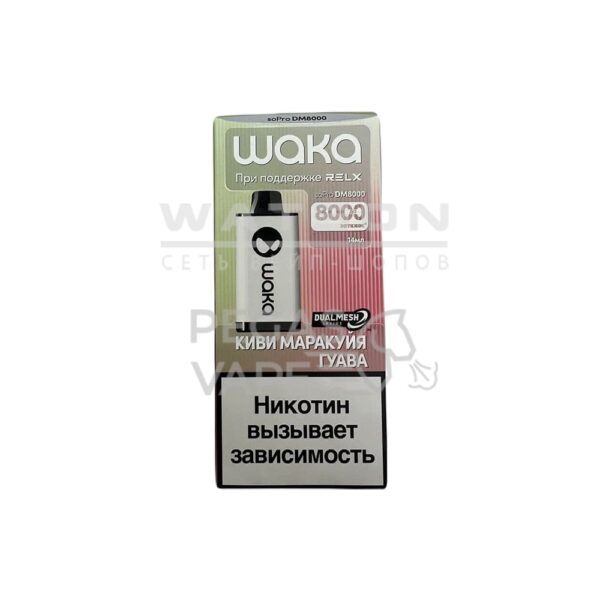 Электронная сигарета WAKA soPRO DM 8000  Kiwi Passion Guava (Киви маракуйя гуава) купить с доставкой в СПб, по России и СНГ. Цена. Изображение №6. 