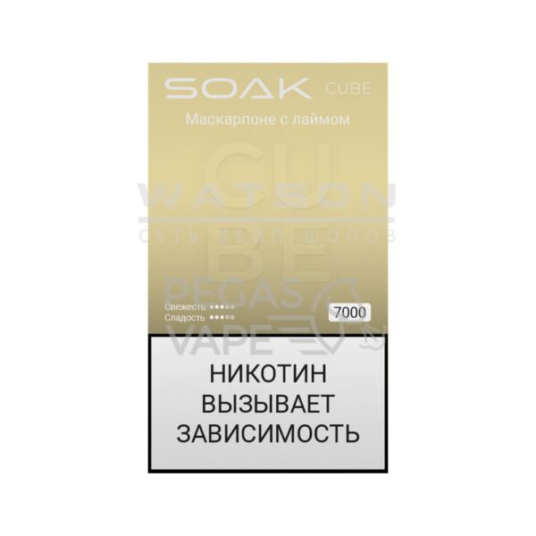 Электронная сигарета SOAK CUBE Black 7000 (Маскарпоне с лаймом) купить с доставкой в СПб, по России и СНГ. Цена. Изображение №6. 